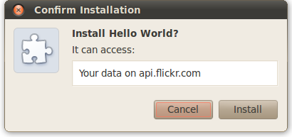 Permission warning: 'This extension can access: Your data on api.flickr.com'